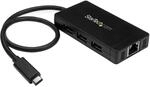 StarTech.com 3 Port USB 3.0 Hub mit USB-C und Gigabit Ethernet - inklusive Netzteil -