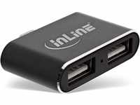 InLine 33291S Mini USB 2.0 Hub, USB Typ-C Stecker auf 2x USB A Buchse, schwarz