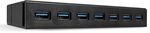 Lindy 43228 3.1 u. Ladefunktion 7 Port 3.2 Gen 1-Hub (USB 3.0) Schwarz