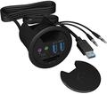 ICY BOX IB-Hub1404A Tisch-Hub (60 mm) zum Einbau, 3x USB 3.0 (2x Type-A, 1x Type-C),