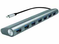 LogiLink UA0310 USB 3.1 Hub für PC/Laptop, 7-Ports Aluminiumgehäuse Silber