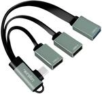 LogiLink UA0361 - USB-C (USB 3.1 Gen1 bis 5Gbps) Hub mit 90? gewinkeltem Stecker auf