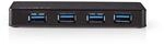 NEDIS - USB-Hub - 4-Port - USB 3.0-betrieben - Separate Stromversorgung - 5 Gbit/s -