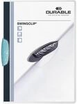Durable Klemm-Mappe Swingclip aus PP, bis zu 30 Blatt A4, mittelblau, 25er Packung,