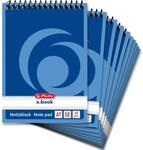 Herlitz Spiral-Notizblock x.book A7, kariert, 50 Blatt, ohne Rand, 10 St&uuml;ck