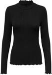 JdY Damen D&uuml;nnes Langarm Shirt Basic Rundhals Stehkragen Longsleeve Stretch...