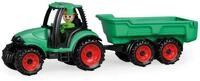 Lena Truckies Traktor mit Anhänger 38 cm, grün, Robustes Sandkasten Spielzeug mit
