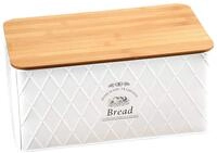 Kesper 1804563 Brotbox aus Wei&szlig;blech und Bambus im