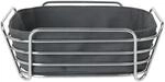 blomus -DELARA- Brotkorb L aus verchromtem Stahl, Magnet, Baumwoll-Stofftasche,
