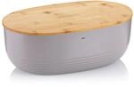 kela Brotkasten grau mit L&uuml;ftungsl&ouml;cher im Bambusdeckel 37,5x23x14cm, Brotbox