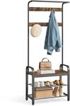 VASAGLE Garderobenst&auml;nder, Garderobe, mit Schuhbank, 4-in-1 Design, 9 abnehmbare