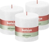 Bolsius Rustik Stumpenkerze XXL - Wei&szlig; - 3 St&uuml;ck - 10 x 10 cm - L&auml;nge Brenndauer
