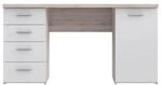 FORTE Net 106 Schreibtisch mit 4 Schubladen und 1 T&uuml;r, Holzwerkstoff, Sandeiche +