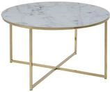AC Design Furniture Antje Couchtisch Rund, &Oslash;: 80 x 45 cm, Marmoroptik Wei&szlig;/Gold,