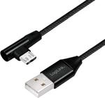 USB 2.0 Anschlusskabel, USB (Typ A) zu Micro-USB 90&deg; abgewinkelt, schwarz, 1m