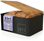 Lumaland Cuisine Brotkasten | Brotdose aus Metall mit Bambus Deckel | Brotbox