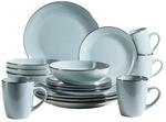 M&auml;ser Kombiservice, Steinzeug METALLIC RIM Blau, 16-teilige, Hellblau