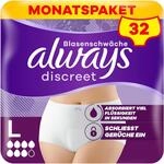 Always Discreet Inkontinenz-H&ouml;schen Plus F&uuml;r Frauen, L, 32 H&ouml;schen, Verhindert
