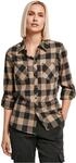 Urban Classics Damen Ladies Turnup Checked Flanell Shirt Hemd, Black/softtaupe,...
