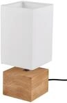 Reality Leuchten Tischleuchte Woody R50171030, Holz braun, Stoffschirm wei&szlig;, exkl.