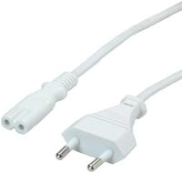 VALUE Netzkabel Euro-Flachstecker auf C7, 2polig, wei&szlig;, 3 m