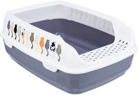 TRIXIE Katzentoilette Delio, mit Rand, Bedruckt, 38 &times; 20 &times; 50 cm, lila/wei&szlig;