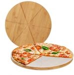 Relaxdays Pizzabrett Bambus 2er Set, runde Pizzateller 33 cm &Oslash;, inkl. Backpapier,