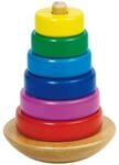 goki 58925 - Stapelturm runder Boden aus Holz, bunte Holzringe zum stapeln auf