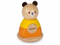 Janod - Stehaufbär aus Massivholz - Kleinkindspielzeug Handhabung und Stecken -