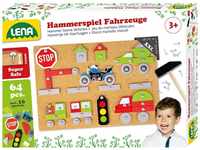 Lena 65826 - Hammerspiel Fahrzeuge, Nagelspiel mit 64 farbigen Teilen in