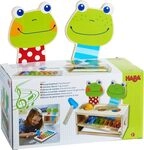 HABA 304271 - Klang-Klopfbank Froschkonzert, Klopfbank und Metallophon mit Kugel und