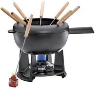 Spring Gusseisen Fondue Set schwarz | &Oslash; 20 cm | mit 8 Fonduegabeln und Spritzschutz