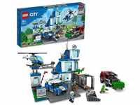 LEGO City Polizeistation mit Polizeiauto, Müllauto und Hubschrauber, Gebäude...