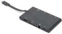 DIGITUS Universal Travel Docking Station USB 3.1 Type C 4K HDMI VGA 2x USB-C USB3.0