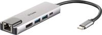 D-Link DUB-M520 USB Typ C Hub 5 in 1 USB C Adapter mit HDMI 4K und 1080p, 2X