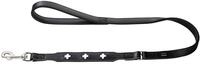 HUNTER Hundef&uuml;hrleine SWISS, Farbe: schwarz, exklusives Rindsleder, schweizer Kreuz,