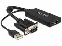 Delock Adapter VGA + Audio zu HDMI mit Kabel schwarz 0.25m VGA+USB2.0-A/HDMI