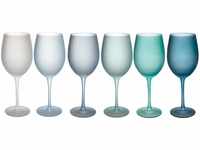 Villa d'Este Home Tivoli Shades of Blue Gläser, 6 Stück, frosted Glas, 550 ml