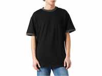 Urban Classics Herren Oversized Ringer Tee T-Shirt, Blackbird/Black, XL