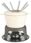 MasterClass Fondue-Set aus Gusseisen, Fondue-Topf mit 6 Gabeln und emaillierter