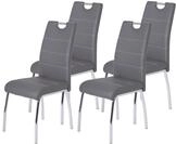 Hela Tische, 4er Set Esszimmerstuhl Susi, Bezug Kunstleder Grau, Griffmulde,