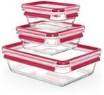 EMSA Clip & Close Glas Frischhaltedosen-Set, rechteckig, 0,45 u. 0,8 u. 2 L, 100