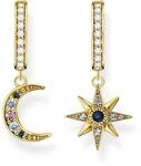 THOMAS SABO Creolen Royalty Stern & Mond gold 925 Sterlingsilber, 750 Gelbgold