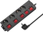 LogiLink LPS251 - 4-fach Steckdosenleiste (CEE 7/3), mit 5x Ein/Aus Schalter,...