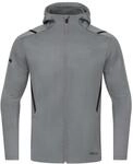 JAKO Kinder Freizeitjacke Challenge mit Kapuze, Steingrau-Meliert/Schwarz, 152