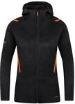 JAKO Damen Freizeitjacke Challenge mit Kapuze, Schwarz-Meliert/Neonorange, 40