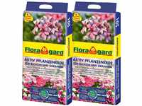 Floragard Aktiv Pflanzenerde für Balkon und Geranien 2x20 L - mit 6 Monate