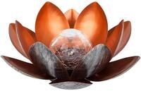 Dehner Solarleuchte Lotus, &Oslash; 27.5 cm, H&ouml;he 12 cm, Metall, silber/rot