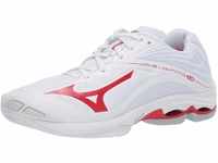 Mizuno Wave Lightning Z6 Damen Volleyball-Schuh, Weiß/Rot, 43 EU