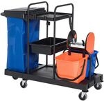 HOMCOM Putzwagen 3 Ebenen Wischwagen mit Presse 2x18L Eimer Schwarz 